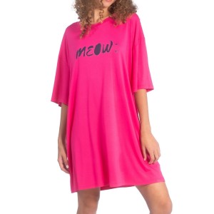 Camisetão Meow Camisola Pijama Multiuso Rosa Viscolycra